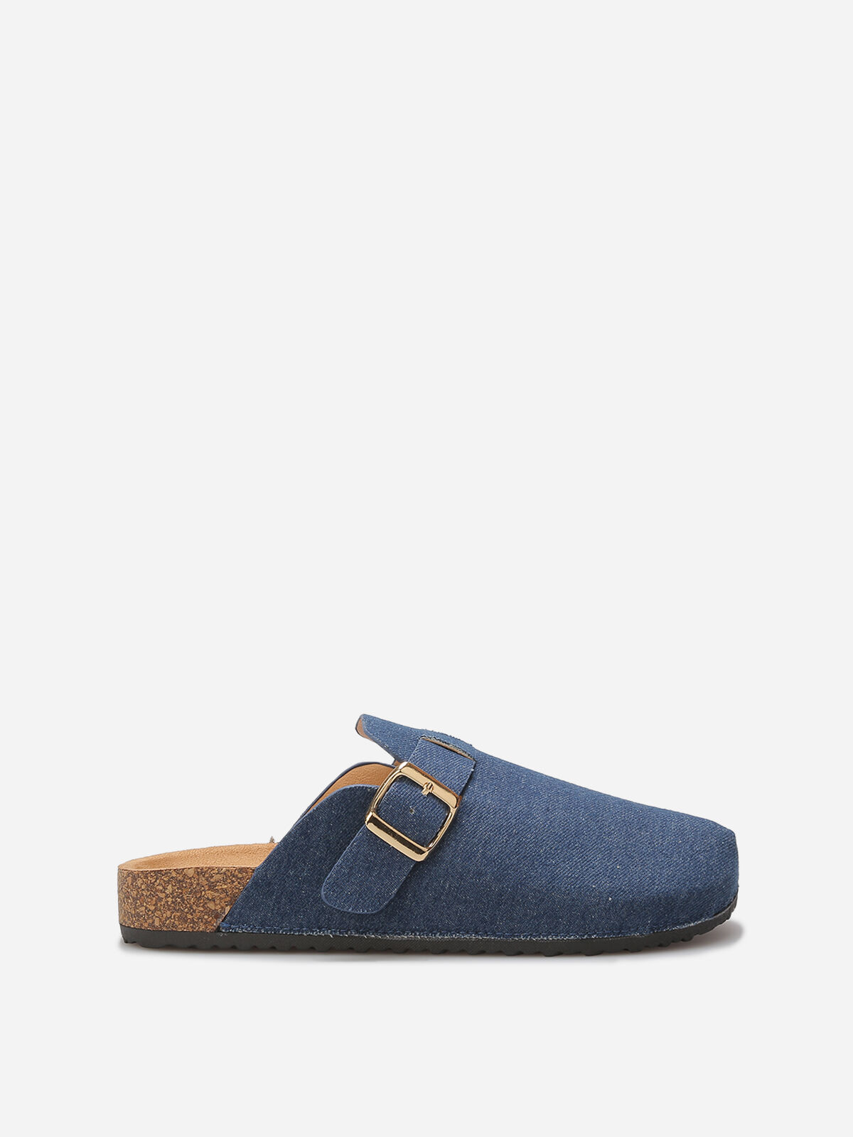 Mules en denim avec bride- Bleu marine