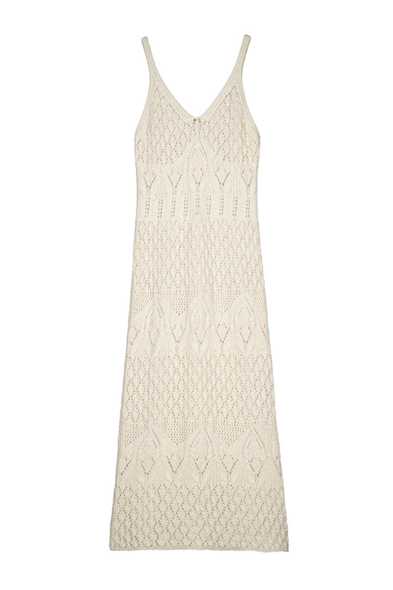 Vestido midi de renda - Marfim