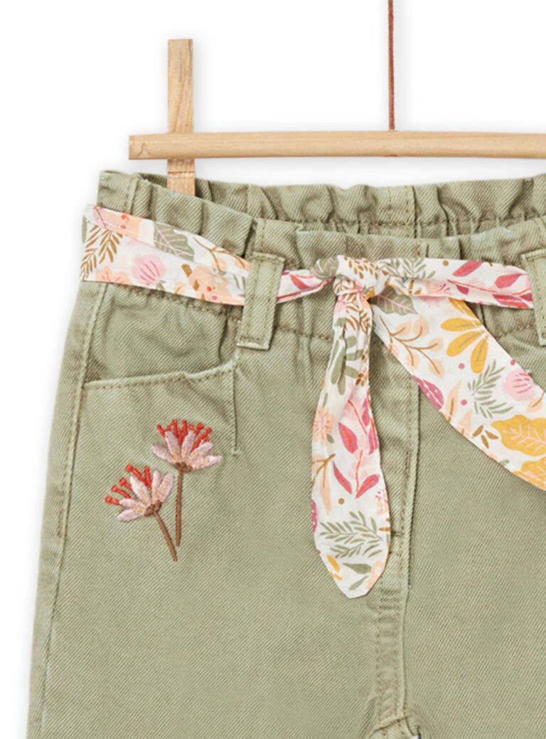 Pantalon avec ceinture à imprimé fleuri