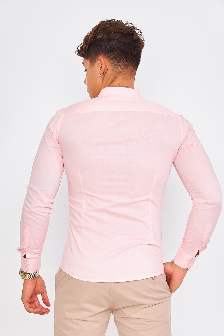 Chemise à col officier rose