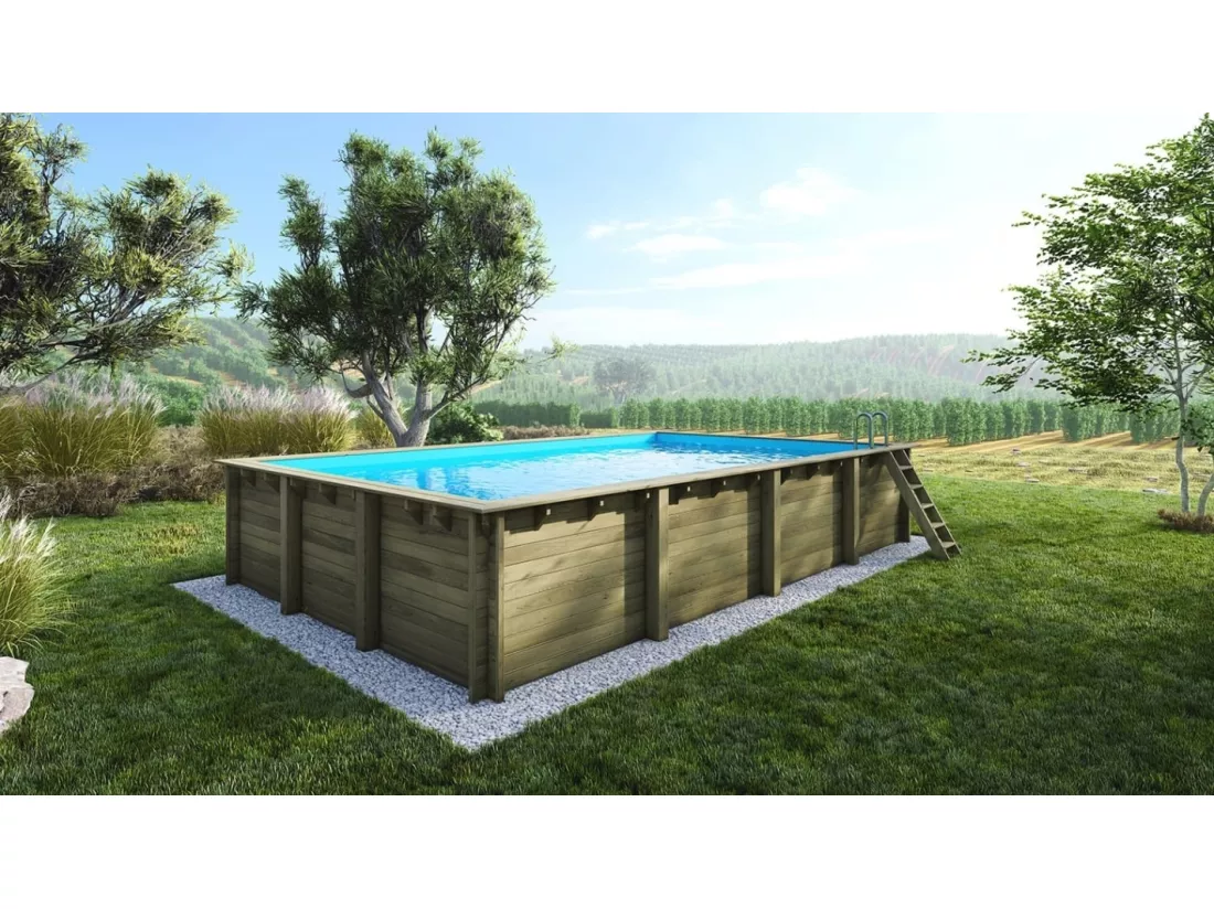 Piscine en bois 8,20x5,20 - H.1,45 m - avec filtration - BAS759OSPI - ALTANKA