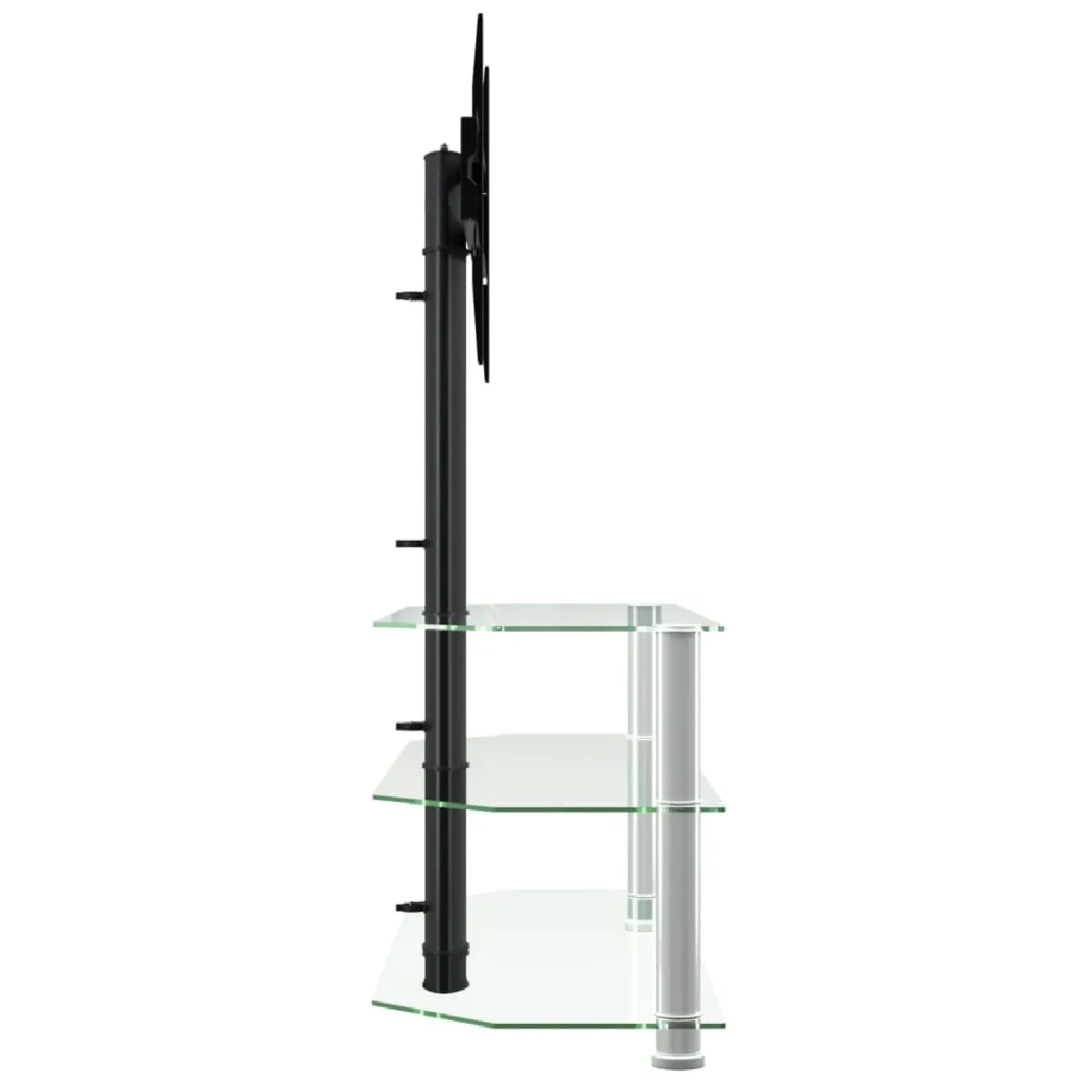 vidaXL Meuble TV d'angle 3 niveaux 32-70 pouces - Noir/Argent