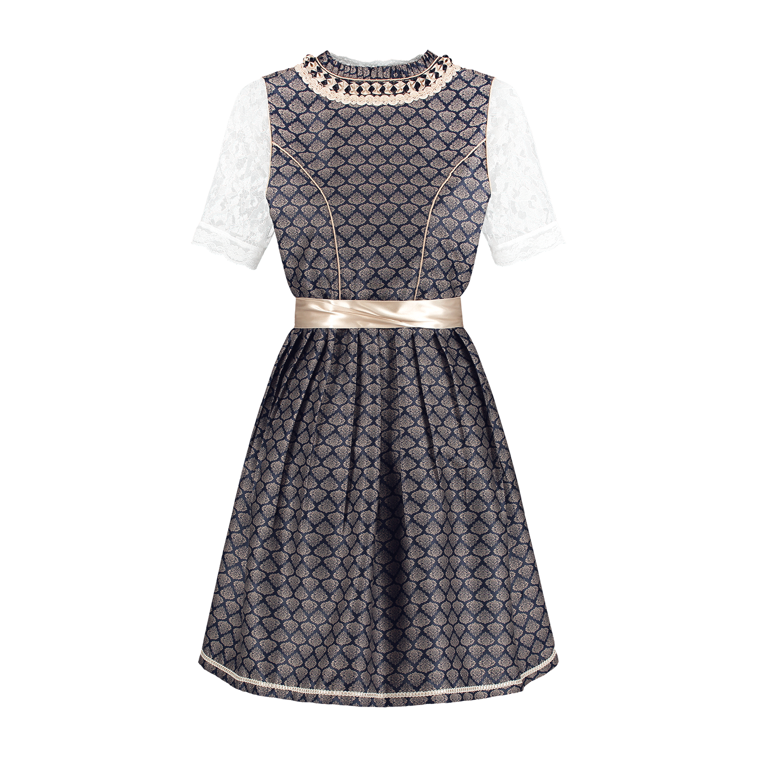 Blauw Wit Creme Dirndl Jurk Oktoberfest Dames 2 Delig