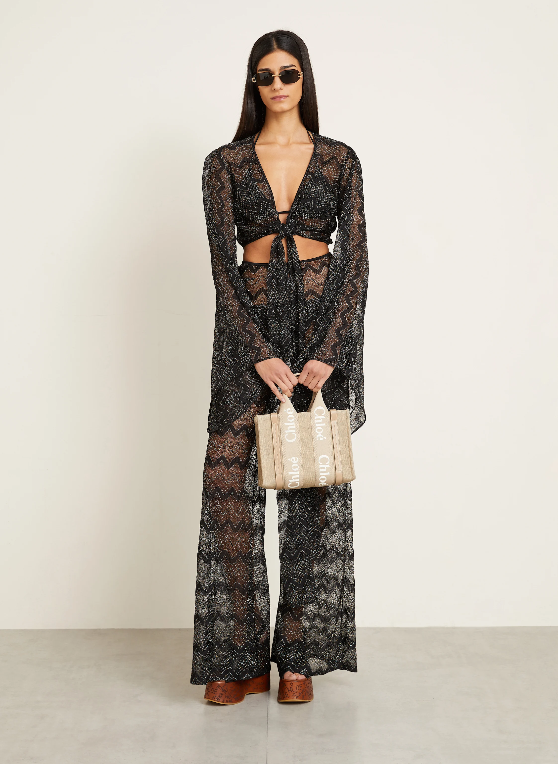 MISSONI Mesh-Hose mit Glitzergarn