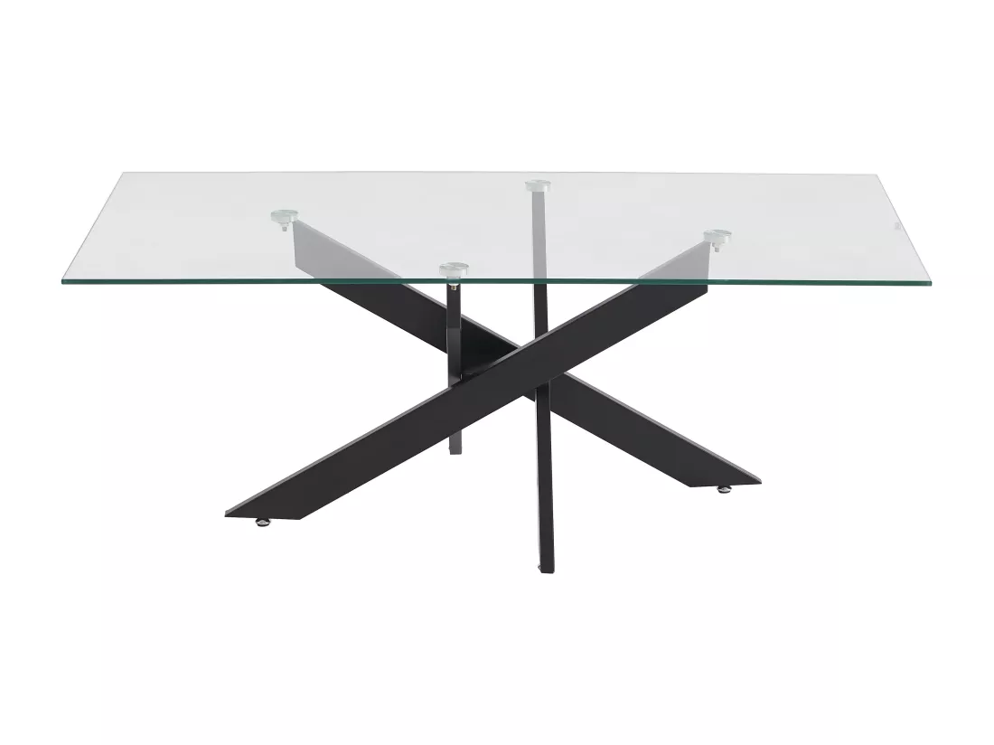 Table basse en verre trempé et métal noir - Transparent - COSIMA