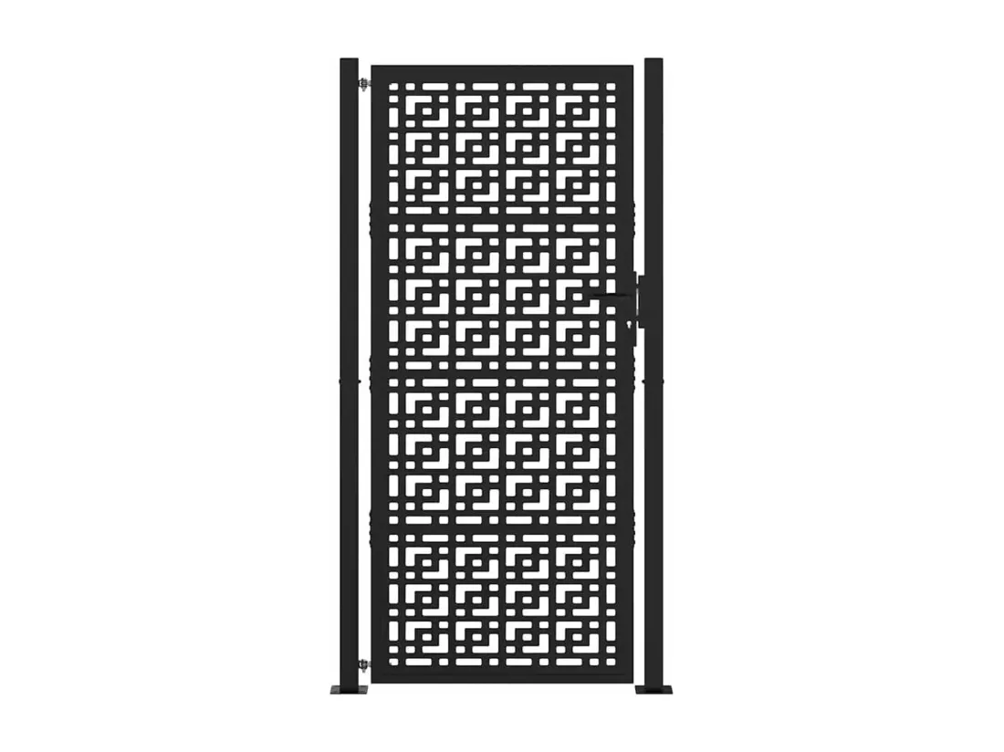 Portail de jardin noir 105x205 cm acier conception croisée