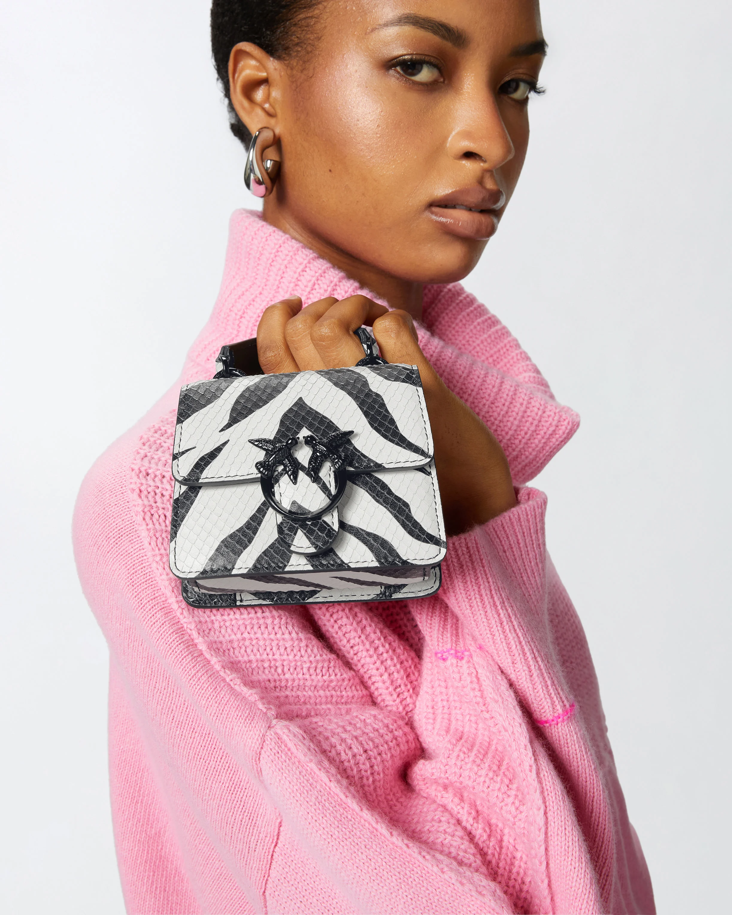 Sac à main micro love bag à motif zébré | Blanc