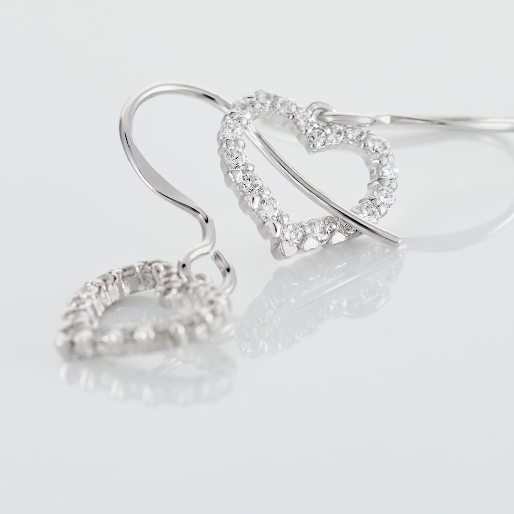 Boucles D'oreilles Pendantes Nermin Argent Blanc Oxyde De Zirconium