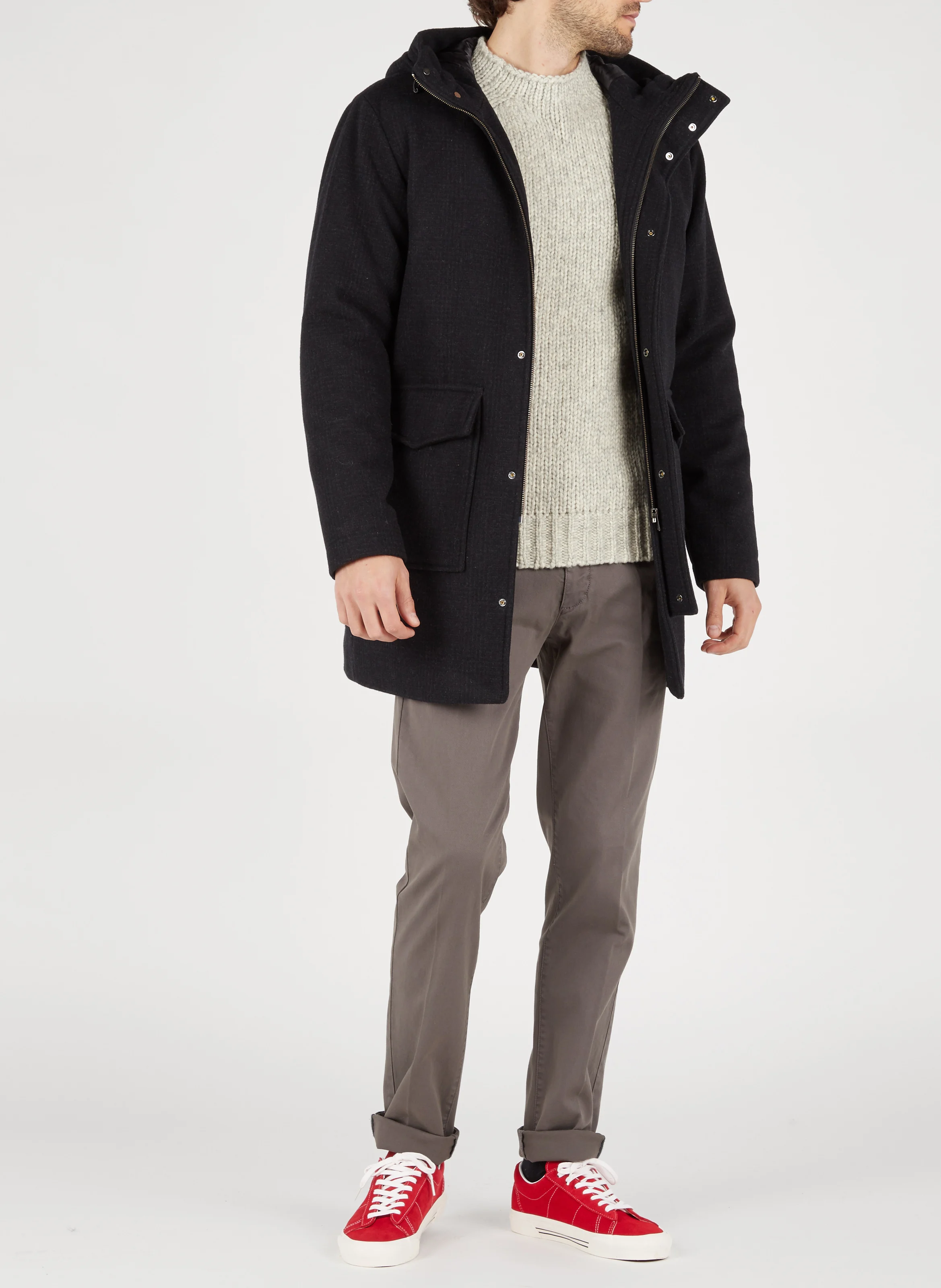 Chino slim-fit en coton mélangé | Gris