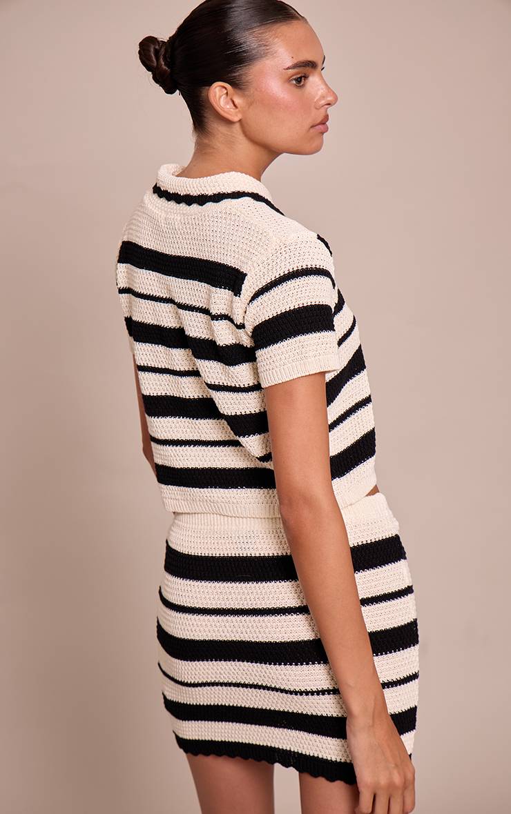 Monochrome Mini-jupe Rayée Au Crochet