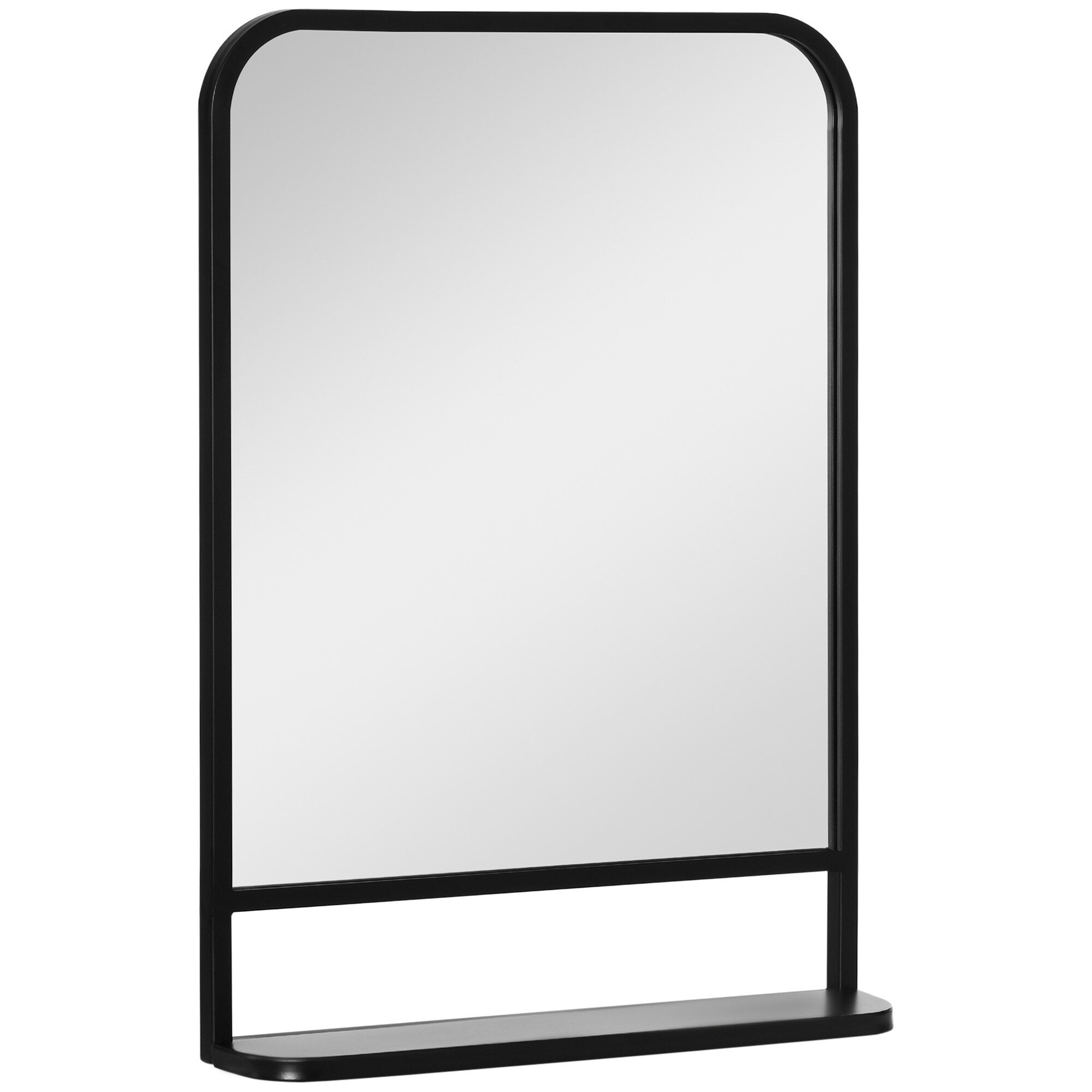 HOMCOM Wandspiegel mit 1 Ablagefläche schwarz 70L x 10,2B x 50H cm