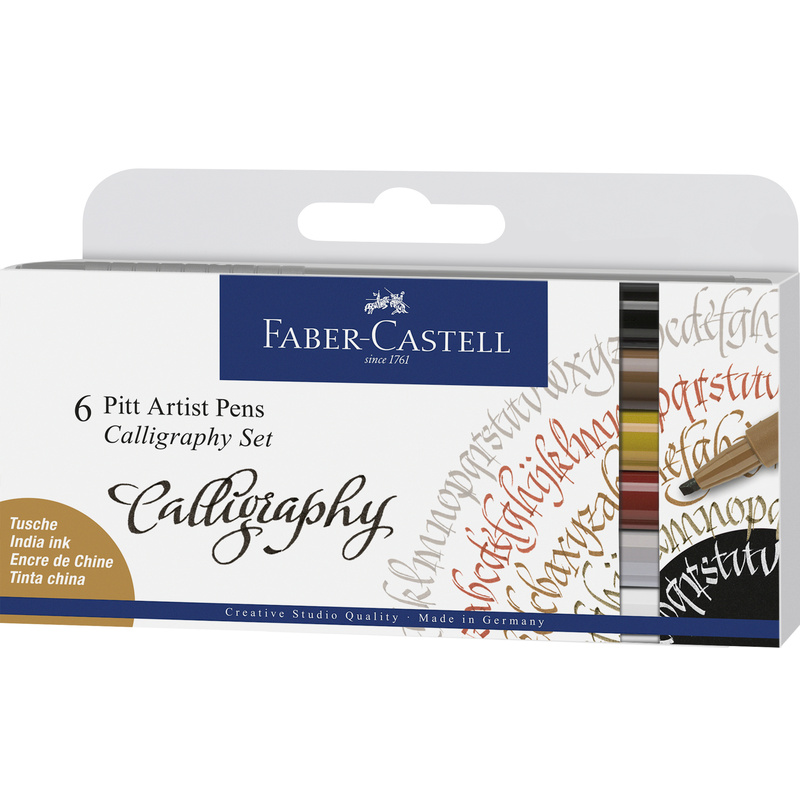 Faber-Castell Kalligrafiestifte Pitt Artist Pen, 6 Stück, assortiert