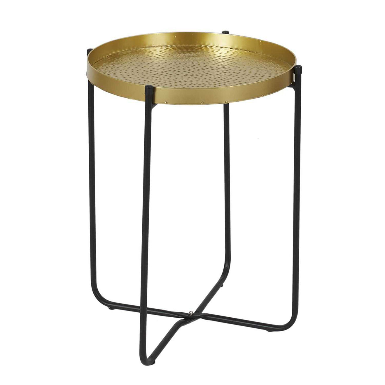 Home Deco Factory Table d'appoint métal martelé Alia doré/noir - 35x45x35 cm