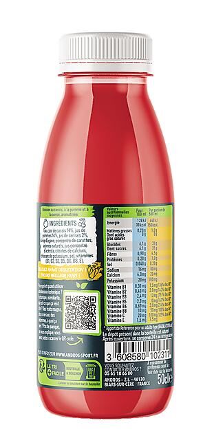 ANDROS SPORT - BOISSON ISOTONIQUE FRUITS ROUGES 50 CL