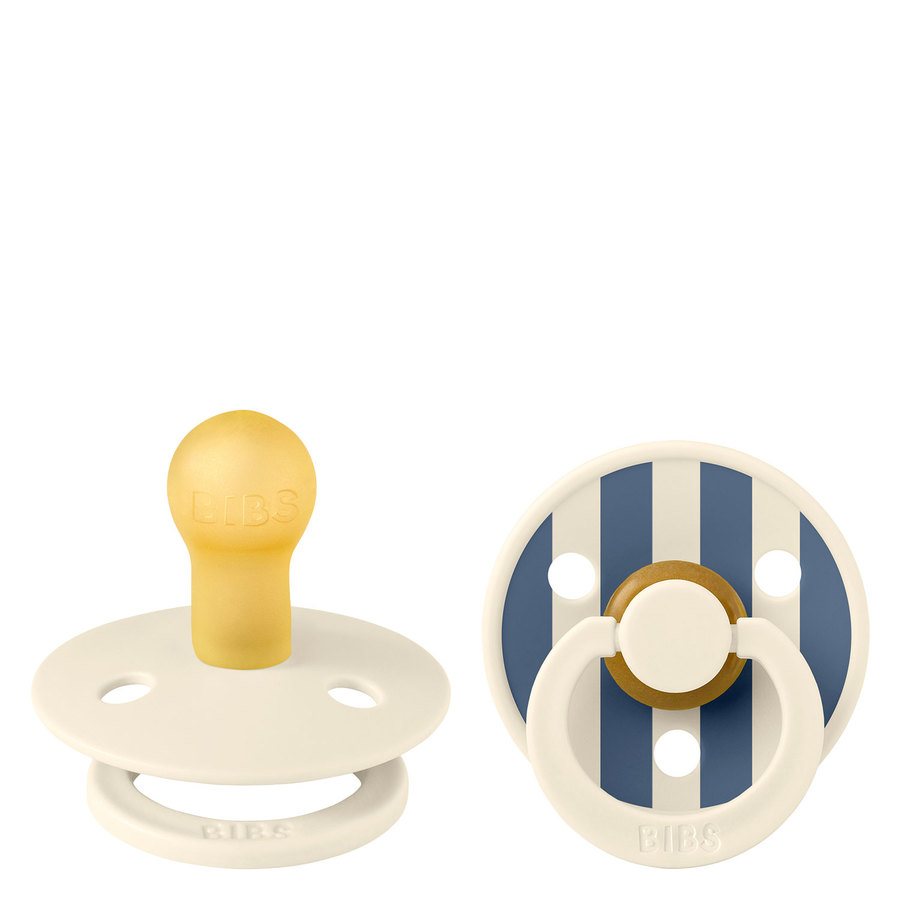 BIBS Pacifier Colour Latex Studio Collection Pin Ivory Steel Blue Mix Size 1