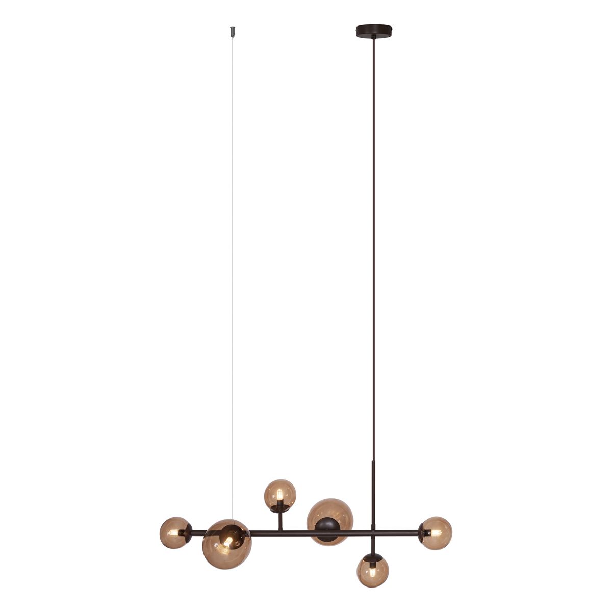 Hotel Chique hanglamp donkerbrons met brons glas 6-lichts - Monaco