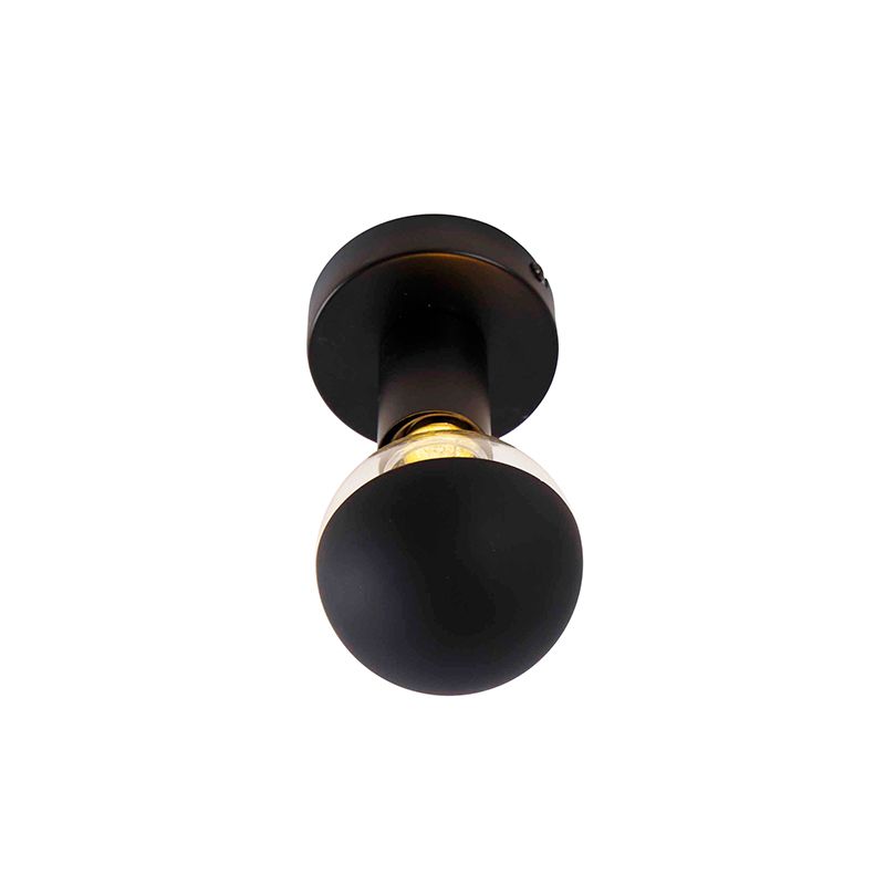 Design plafondlamp zwart met G95 kopspiegel zwart - Facil