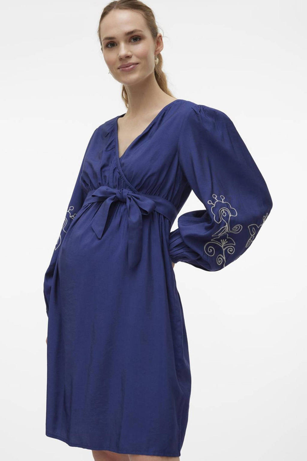 MAMALICIOUS zwangerschapsjurk MLNANAZ met printopdruk en plooien blauw