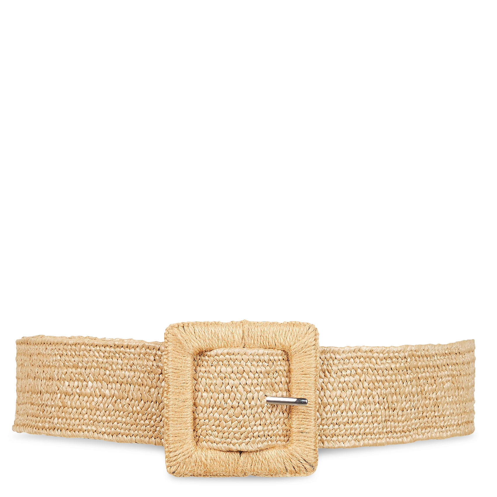 Ceinture tissée à boucle carrée| Beige