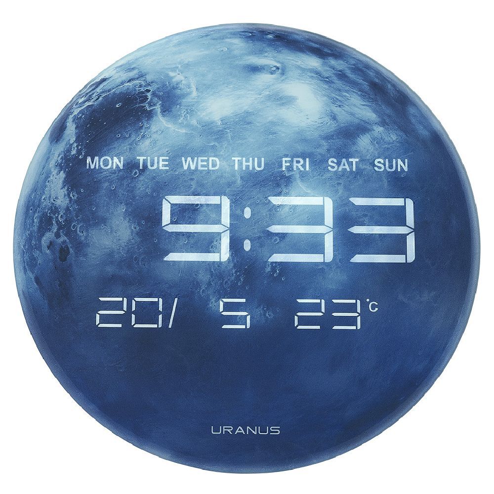 Horloge numérique Uranus effet globe écran LED Ø32cm - heure calendrier température