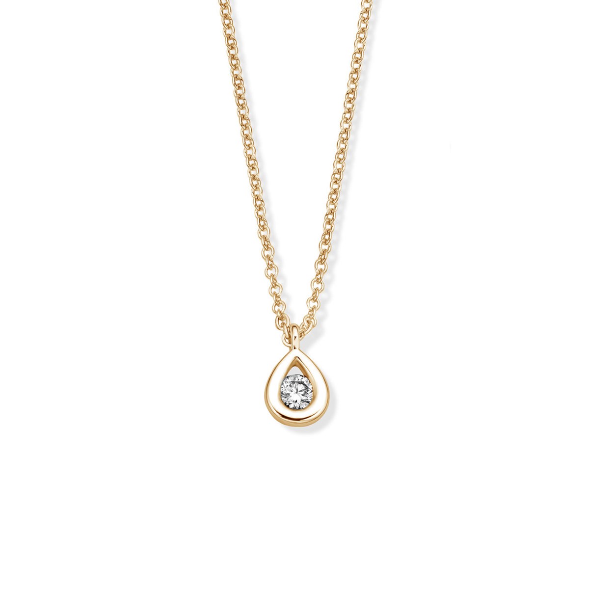 Collier Brillaxis solitaire goutte or diamant 0.100