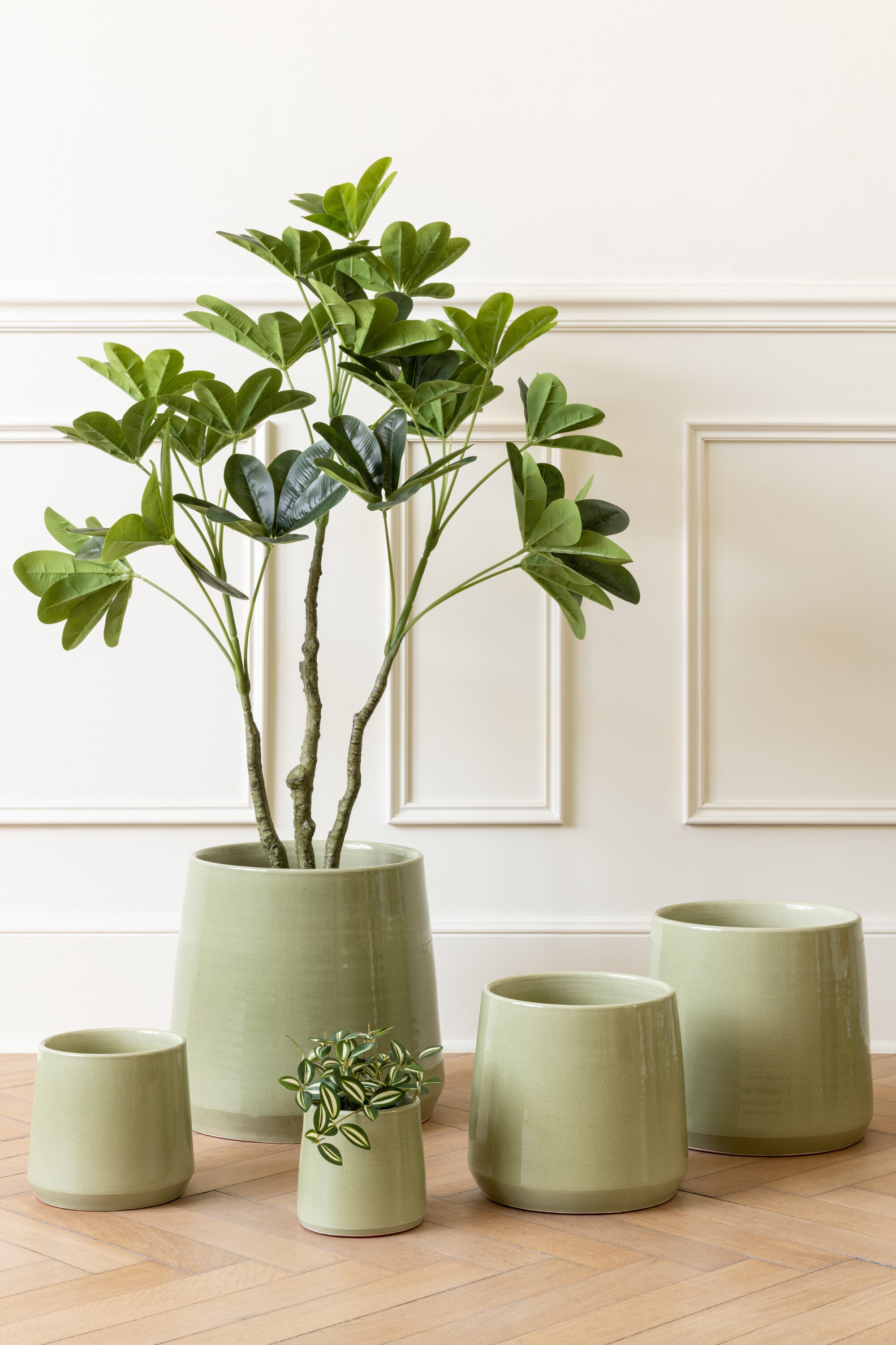 J-Line plant Tradescantia in pot - kunststof - groen|wit
