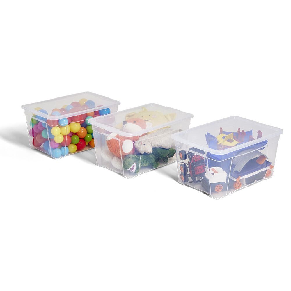 Lot de 3 box 43L plastique transparent 56x39,5x35,5cm