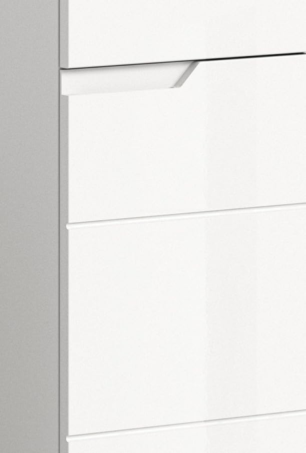 xonox.home - Waschbeckenunterschrank Solero 63x59x34 cm in Front weiß Hochglanz Tiefzieh Korpus weiß - Badunterschrank Waschtischunterschrank - modern und funktional