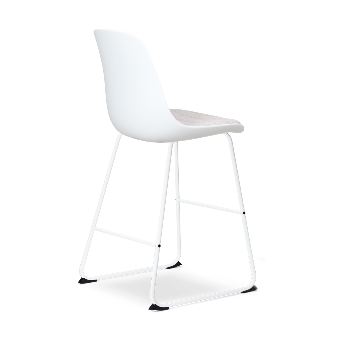 Nino-Liv barkruk wit met beige zitkussen - wit onderstel - 65 cm