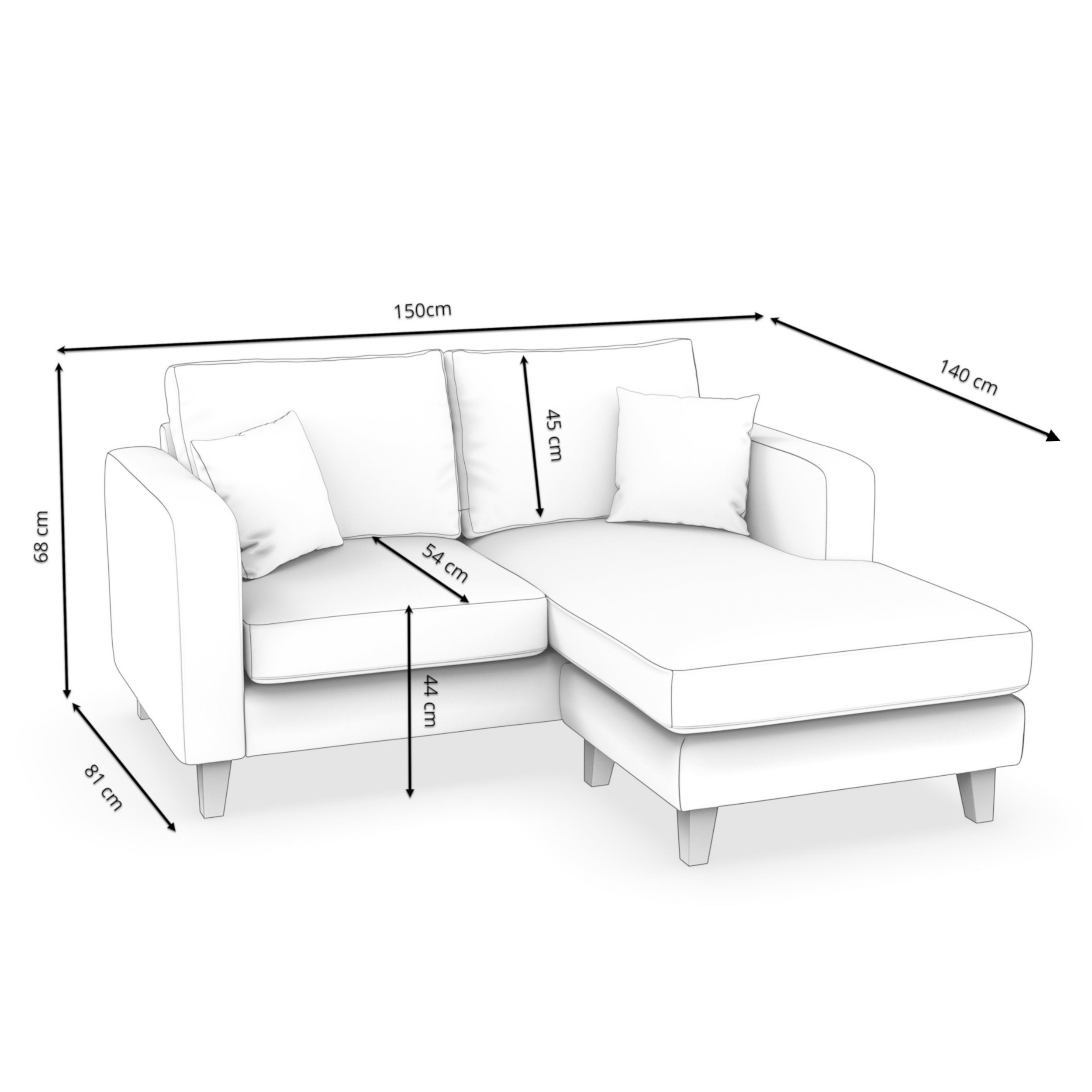 Ecksofa NOLAN rechts blau