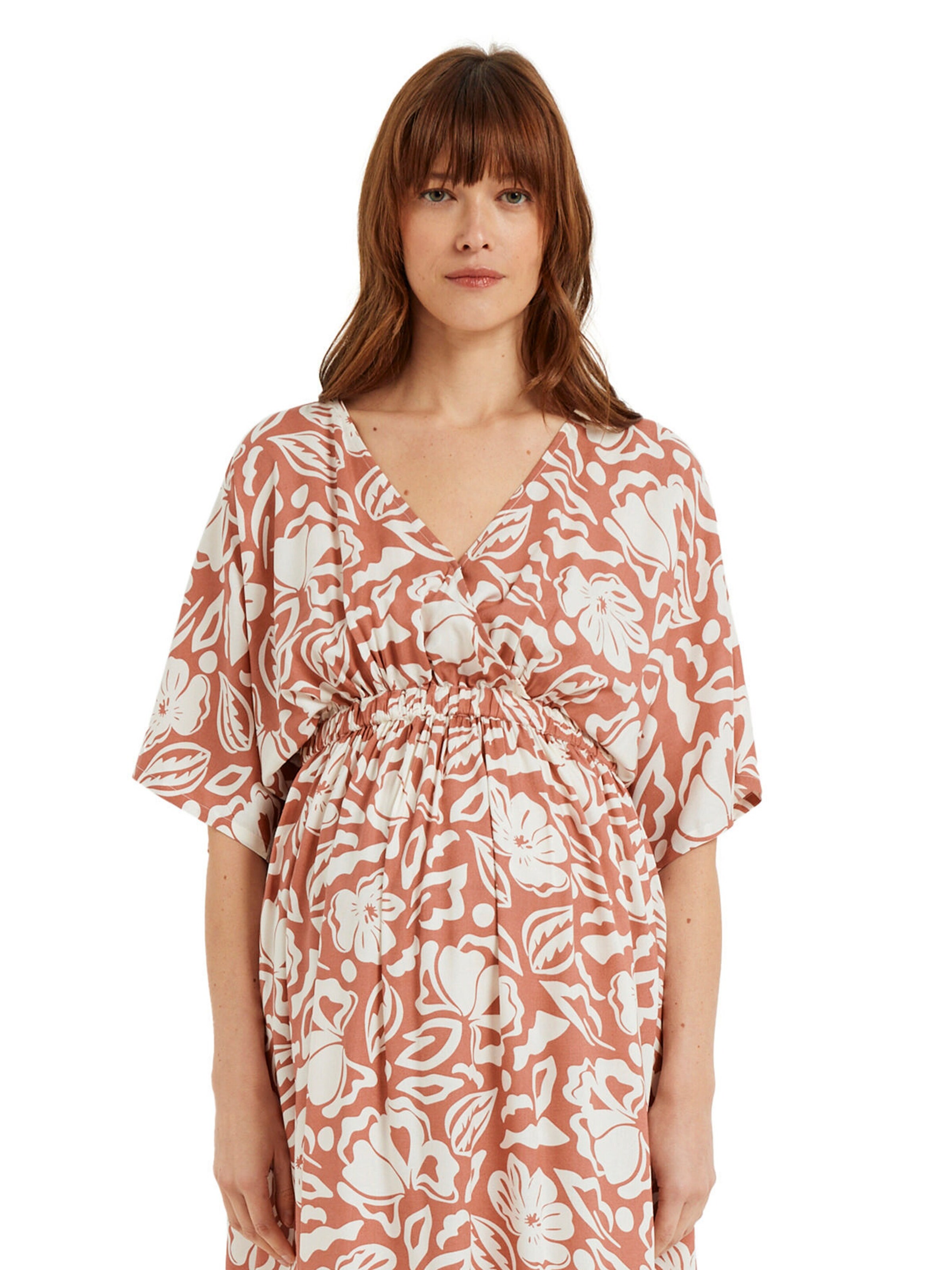 Vertbaudet Langes Wickelkleid für Schwangerschaft und Stillzeit terrakotta farbe