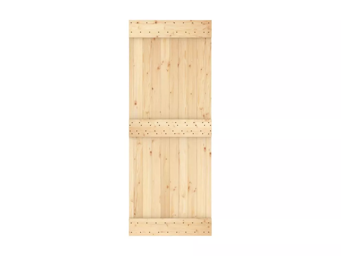 Porte coulissante et kit de quincaillerie 80x210 cm pin massif