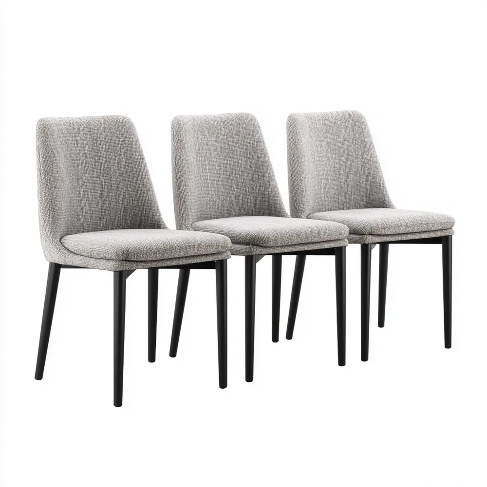 Esszimmerstuhl Set – Stoffpolster – 45x55x85 cm – Hellgrau – Skandinavisches Design