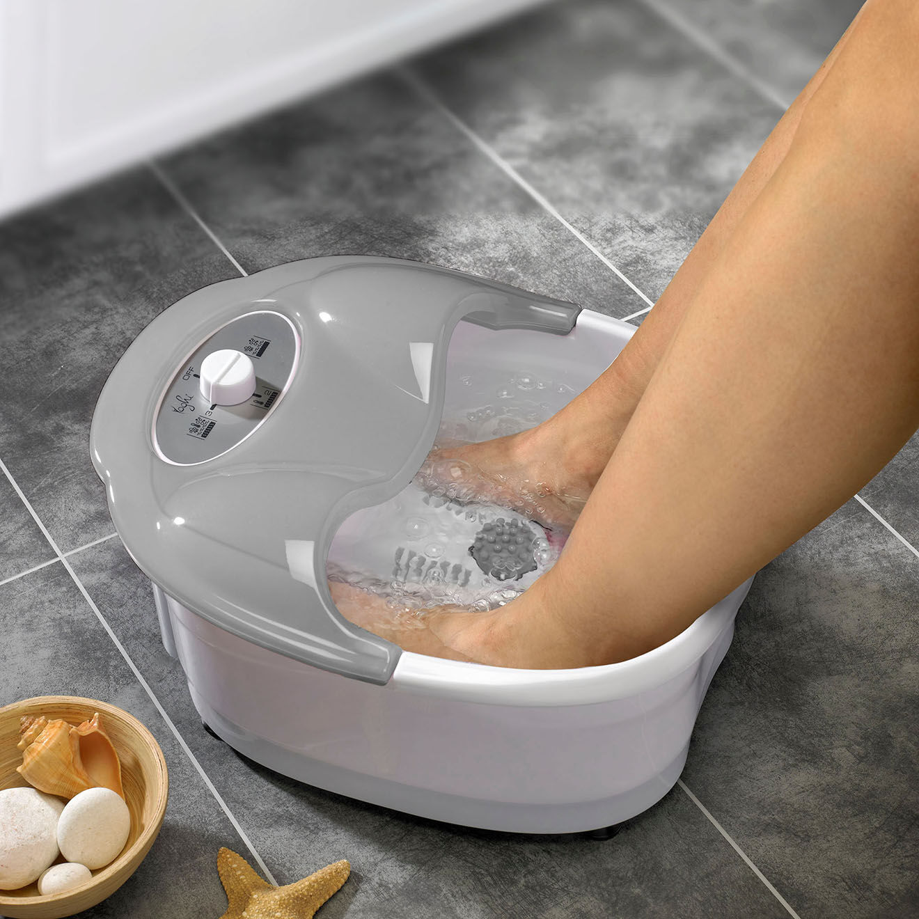 Yoghi Bain de pieds massant blanc/gris - 5 L