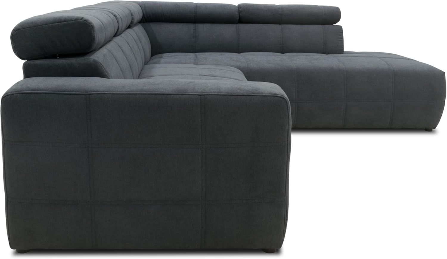 DOMO. collection Ecksofa Brandon, Sofa mit Rückenfunktion in L-Form, Polsterecke, Eckgarnitur Ottomane rechts 275 x 228 x 98 cm (BxTxH), dunkelgrau