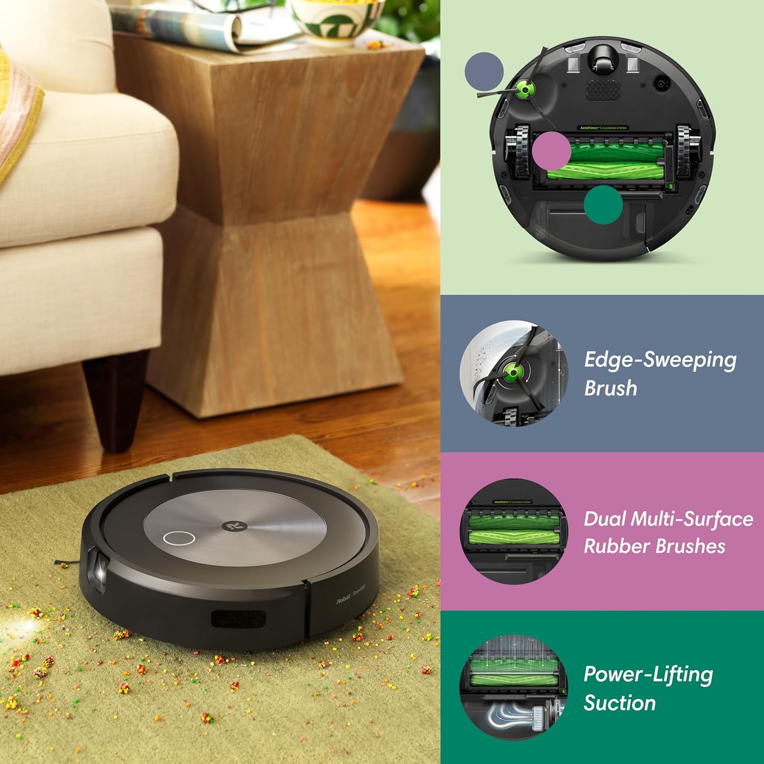 iRobot Roomba j7 (j7156) WLAN-fähiger Saugroboter mit Objekterkennung und -vermeidung, Kartierung, 3-Stufen-Reinigung, gezielte Raum- oder Bereichsreinigung, Sprachassistent kompatibel Farbe: Espresso
