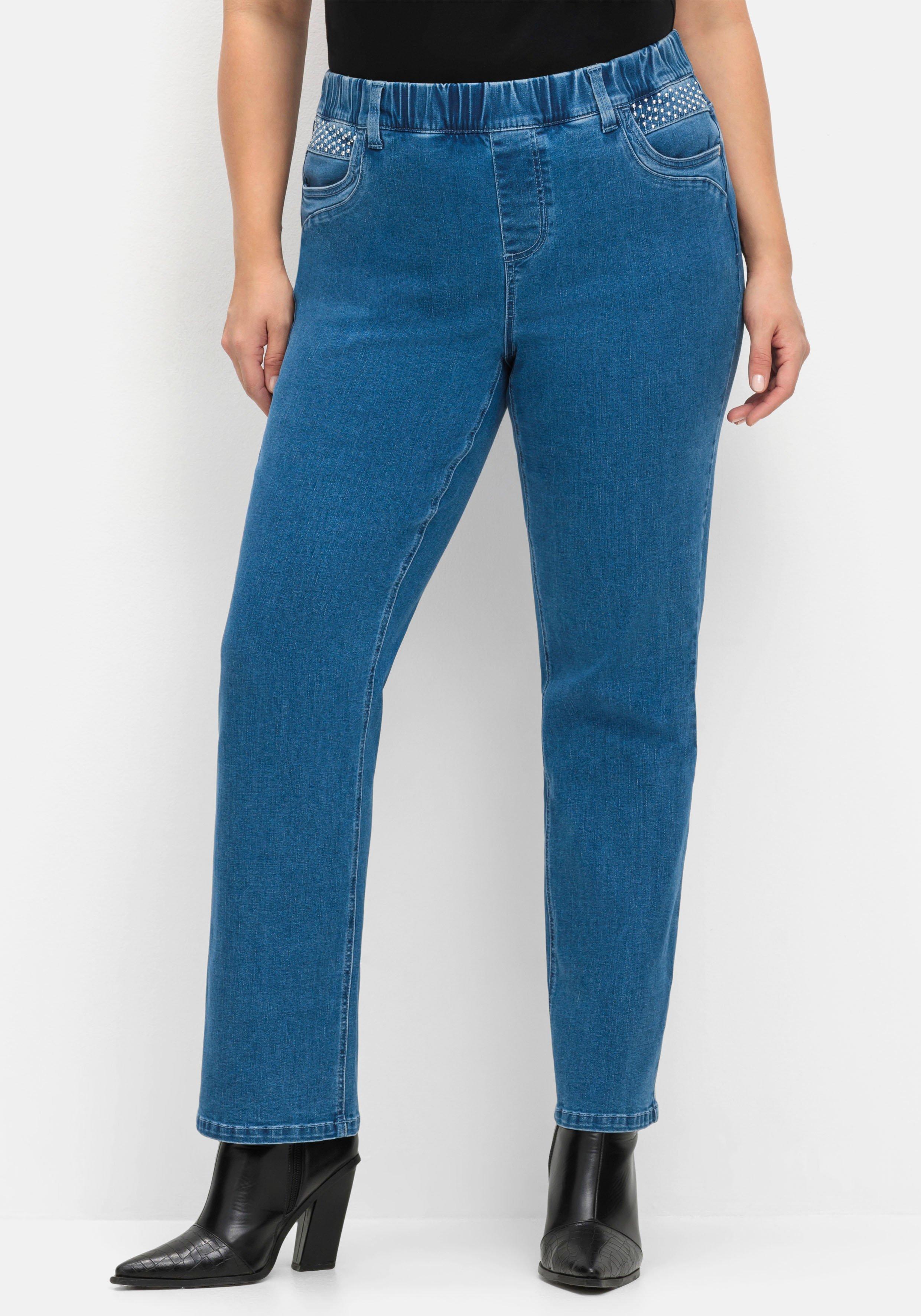 Gerade Jeans mit Gummibund und Shaping-Einsatz