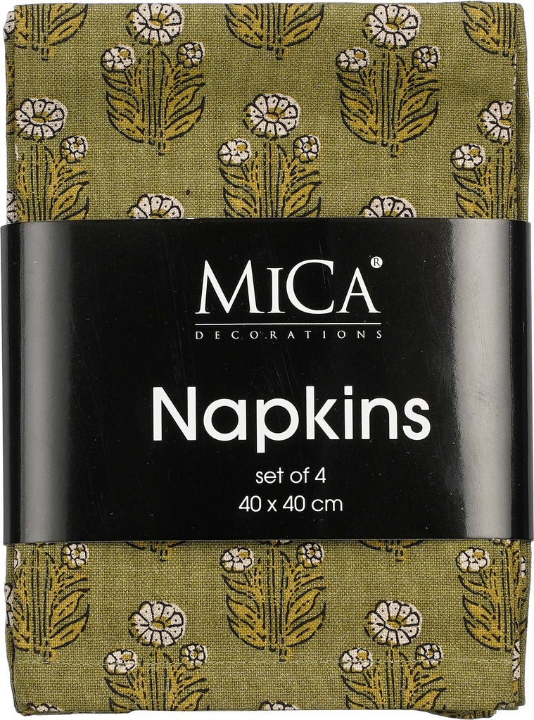 Mica Decorations servet Darell groen 40 x 40 cm 4 stuks