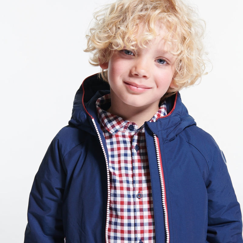 Blouson doublé à capuche bleu garçon