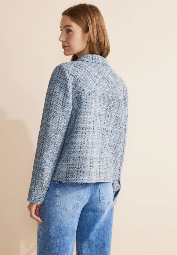 Kurze Bouclé Jacke - warm light blue