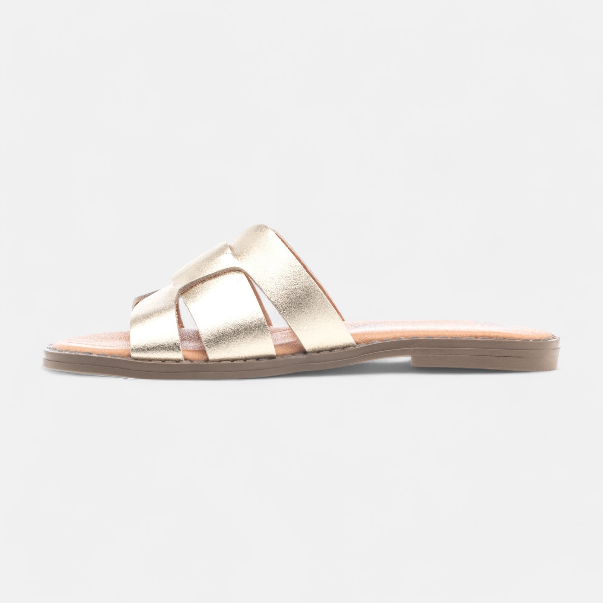 Mules Fille en cuir or