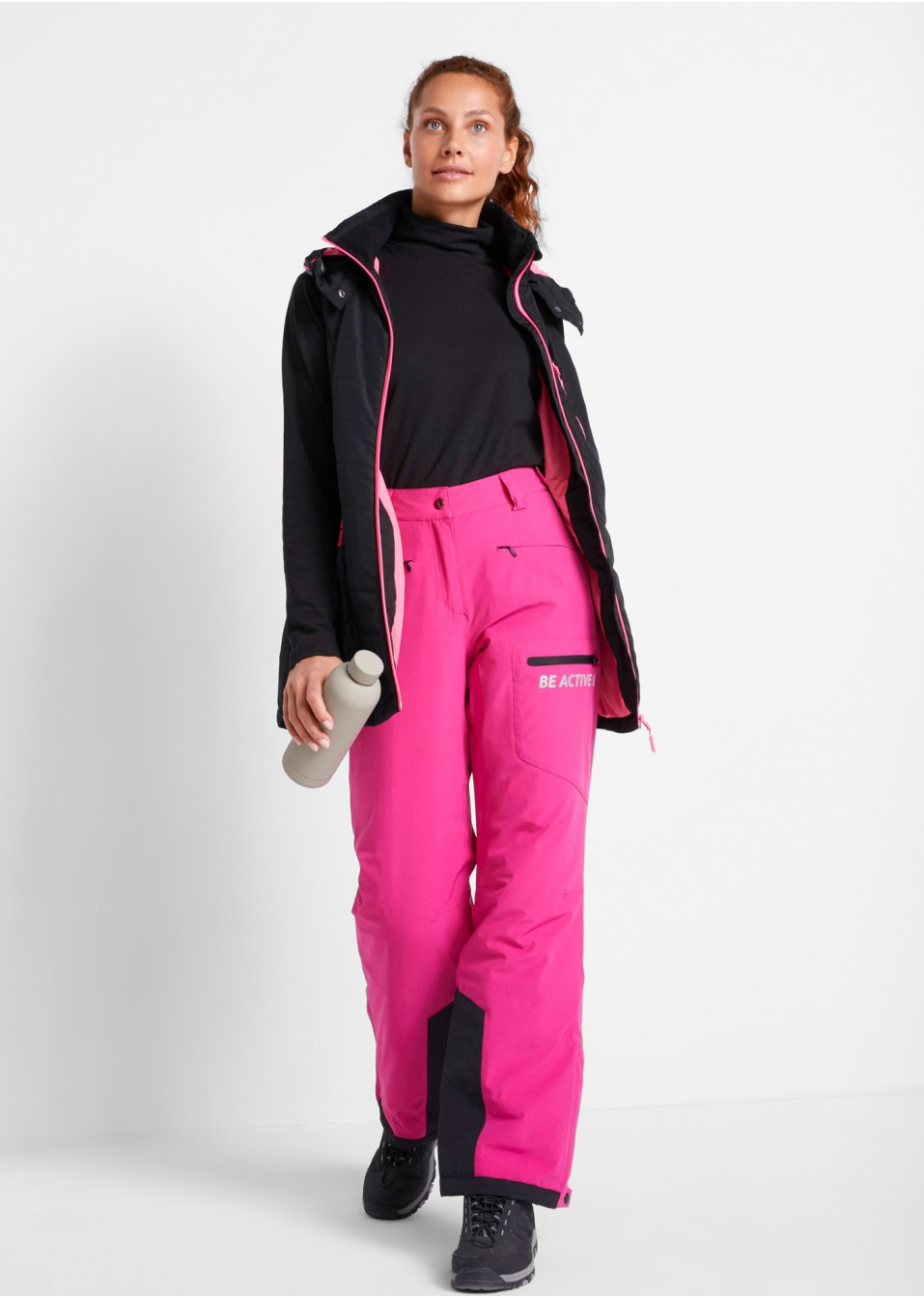 Pantalon de ski thermo fonctionnel avec pare-neige, étanche, Straight