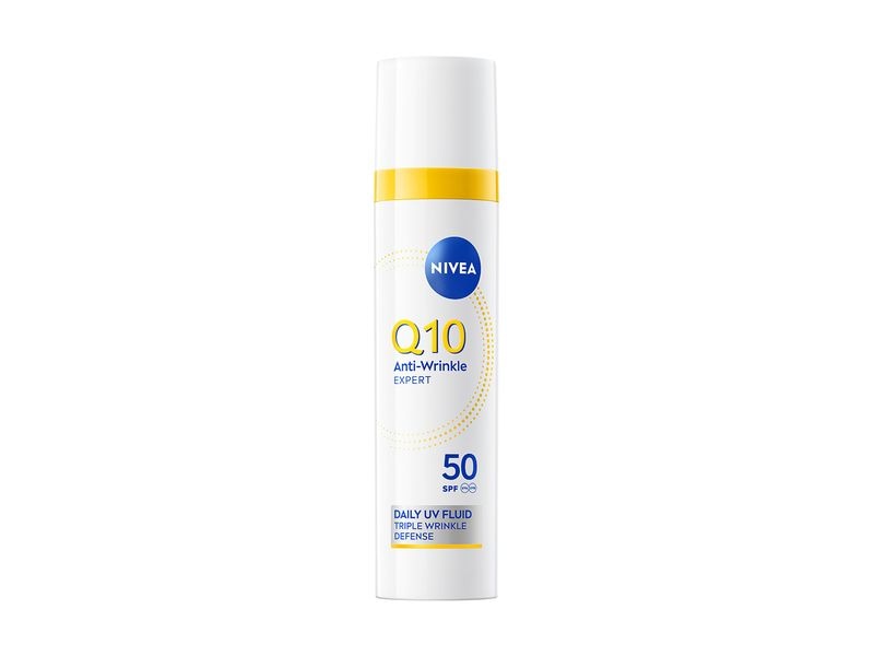 NIVEA Gesichtsfluid Q10 Anti-Falten Expert Day LSF 50 30 ml Anti-Wrinkle Daily UV Fluid LSF 50 schützt vor UV-Strahlen, beugt der Hautalterung vor und reduziert Falten