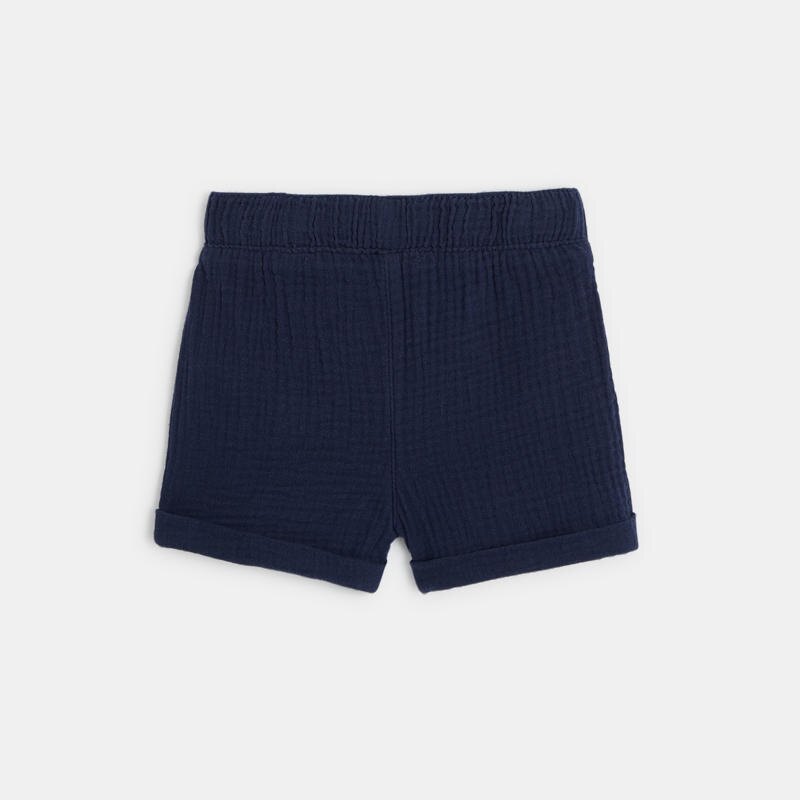 Short coton léger gaufré bleu bébé garçon Bleu