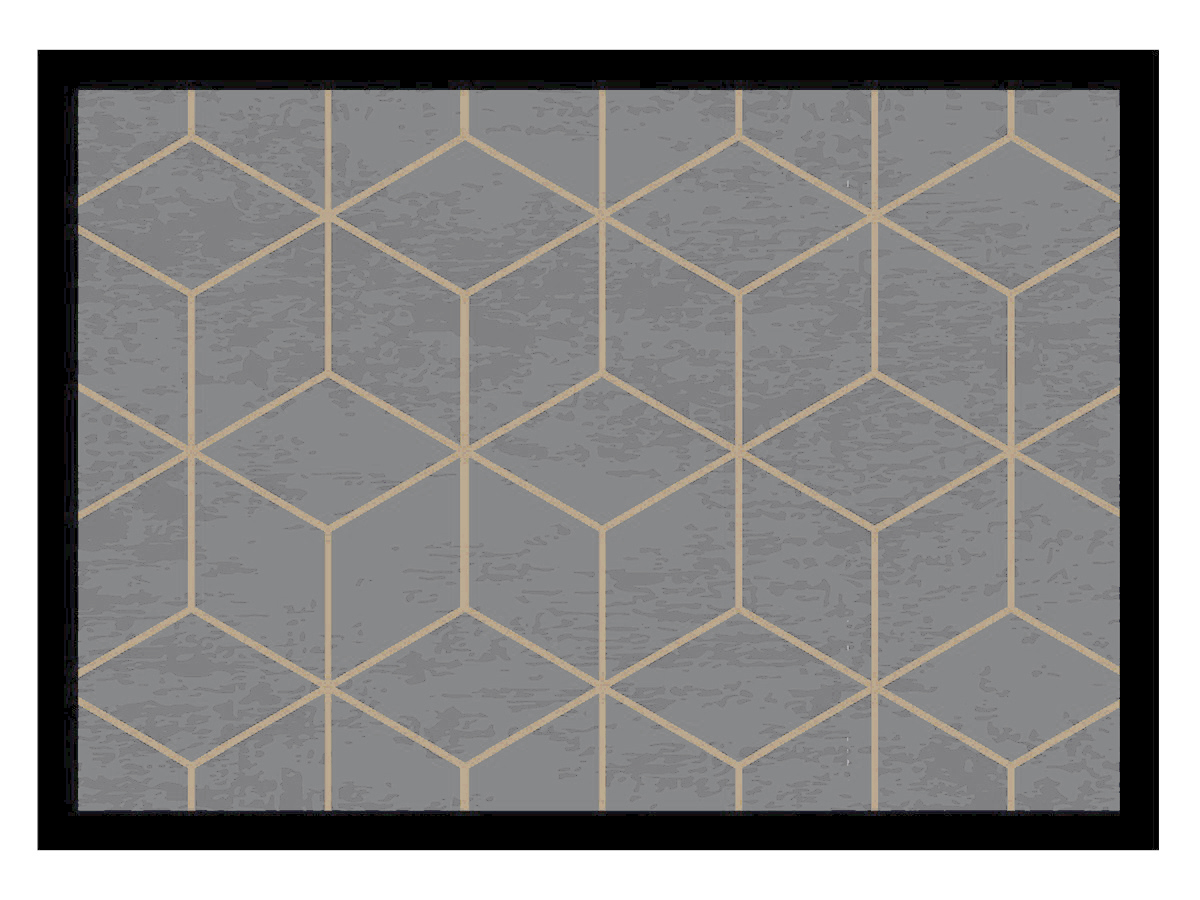 Tapis d'entrée géométrique gris - 50x70 cm