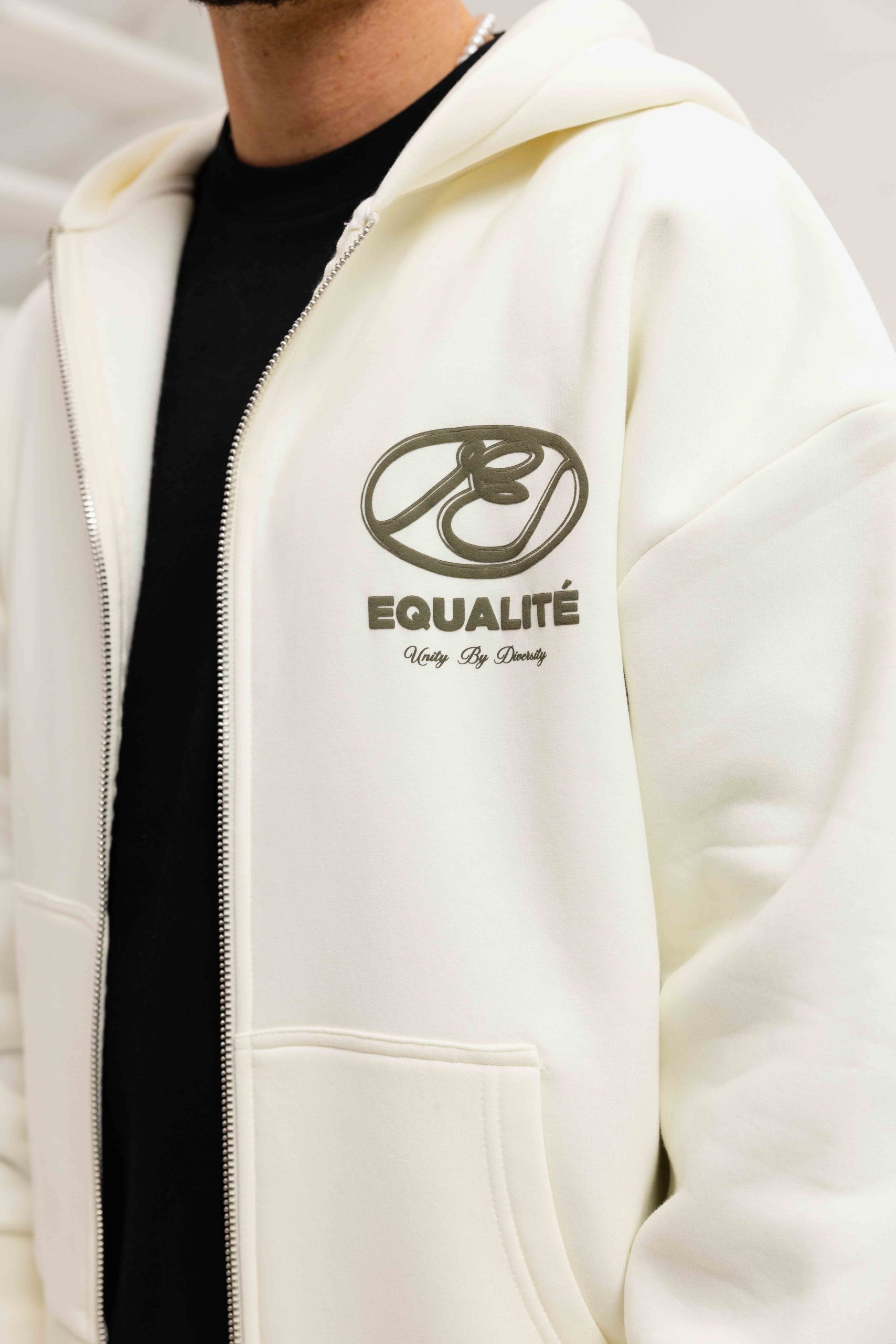 Equalité Arid Oversized Full Zip Hoodie Heren Gebroken Wit/Beige