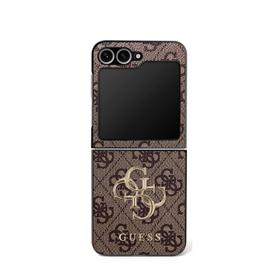 Samsung Galaxy Z Flip7 Leder Hardcase Hülle 4G Big Metal Logo (GUHCZF74GMGBR) - Braun / Gold