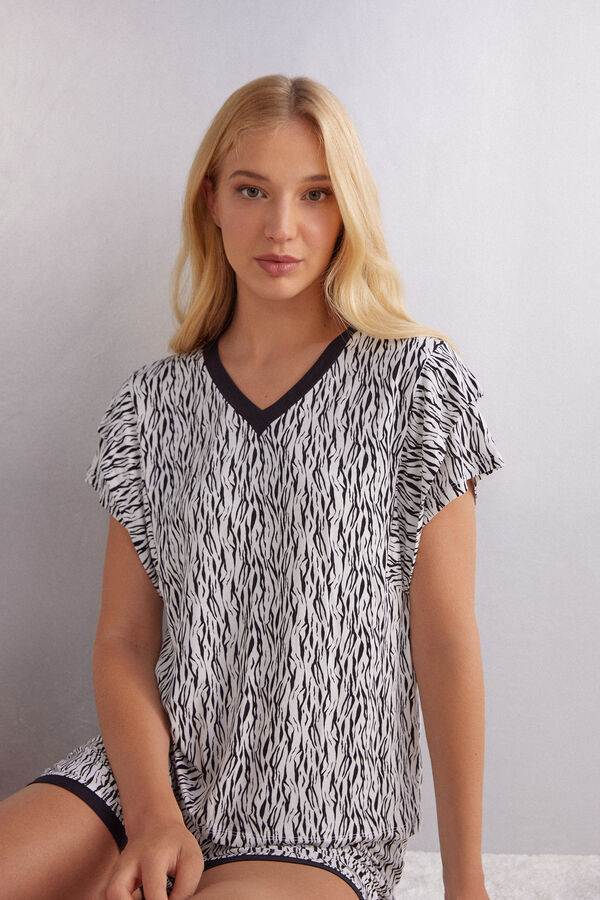 Camiseta de manga curta Go Animalier em viscose
