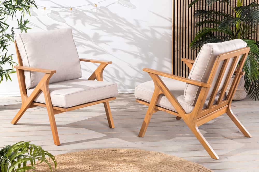 Wetterfester Gartenstuhl COMFORT LINE natur beige Akazienholz Loungesessel