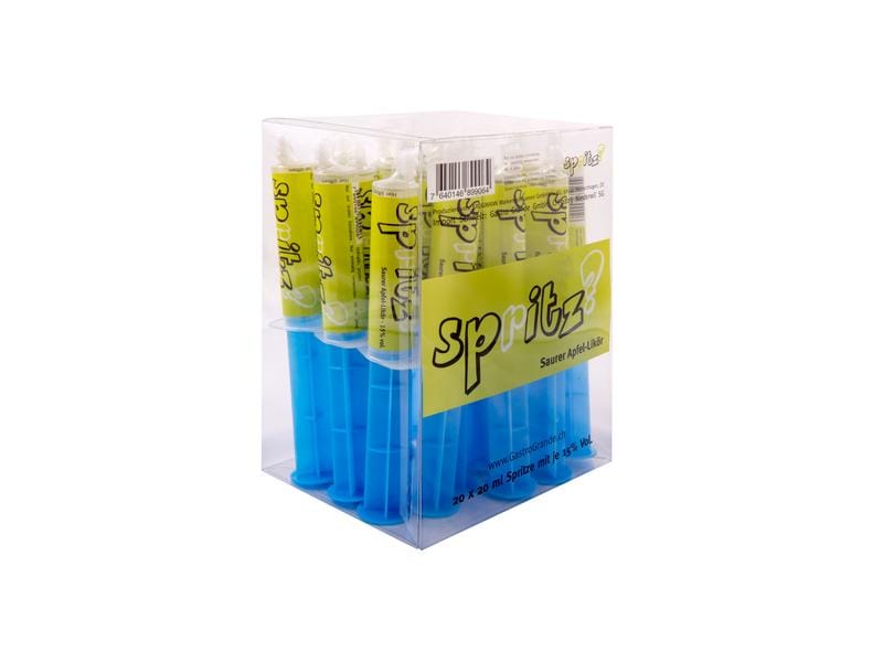 Krugmann spritz? Saurer Apfel-Likör 20 x 20 ml Fruchtige Spirituosen Spezialität in Plastikspritzen